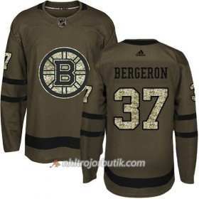 Män Ishockey Boston Bruins Tröja Patrice Bergeron 37 Adidas 2017-2018 Camo Grön Authentic